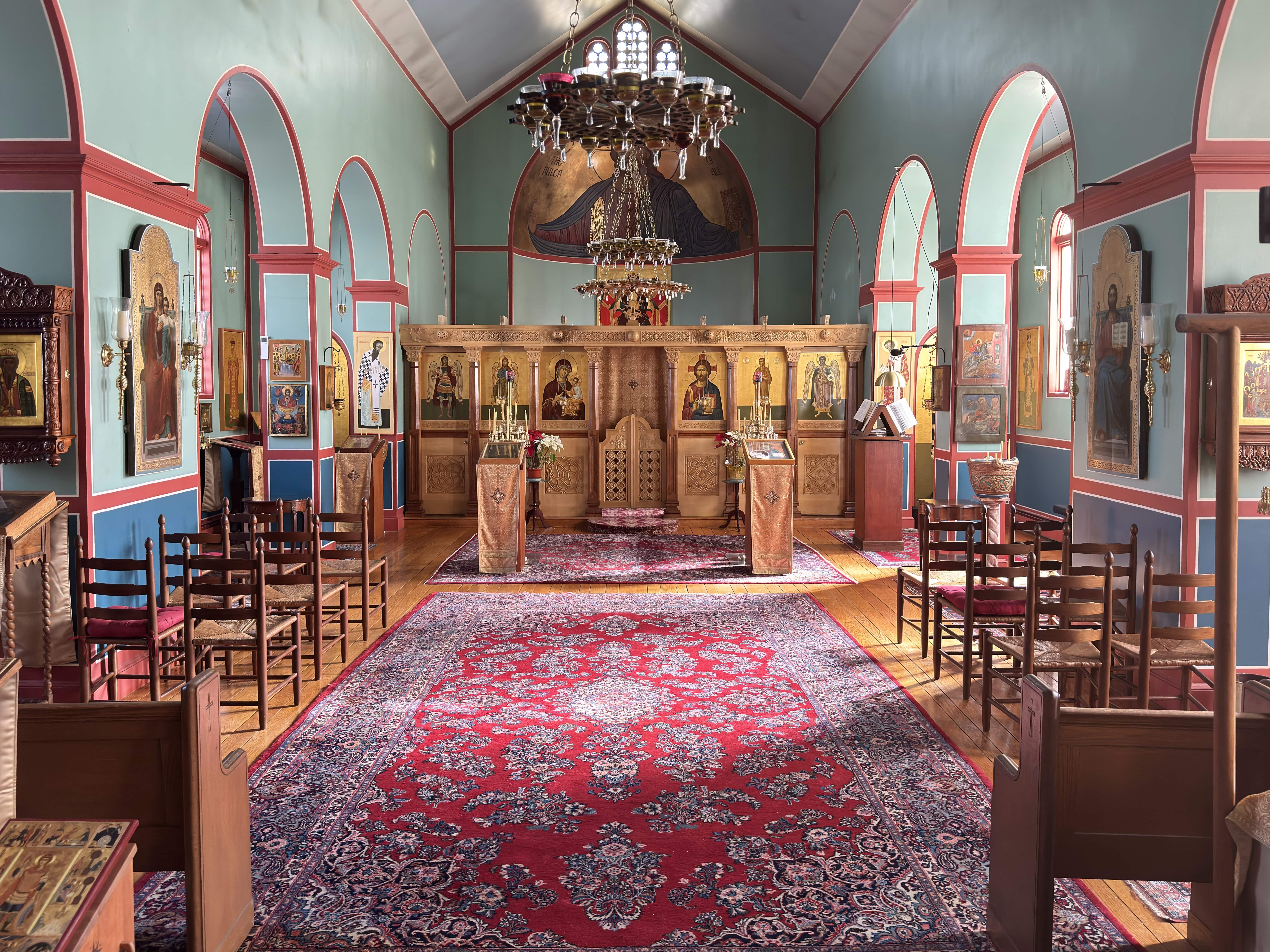 The iconostasis from the back of the church
