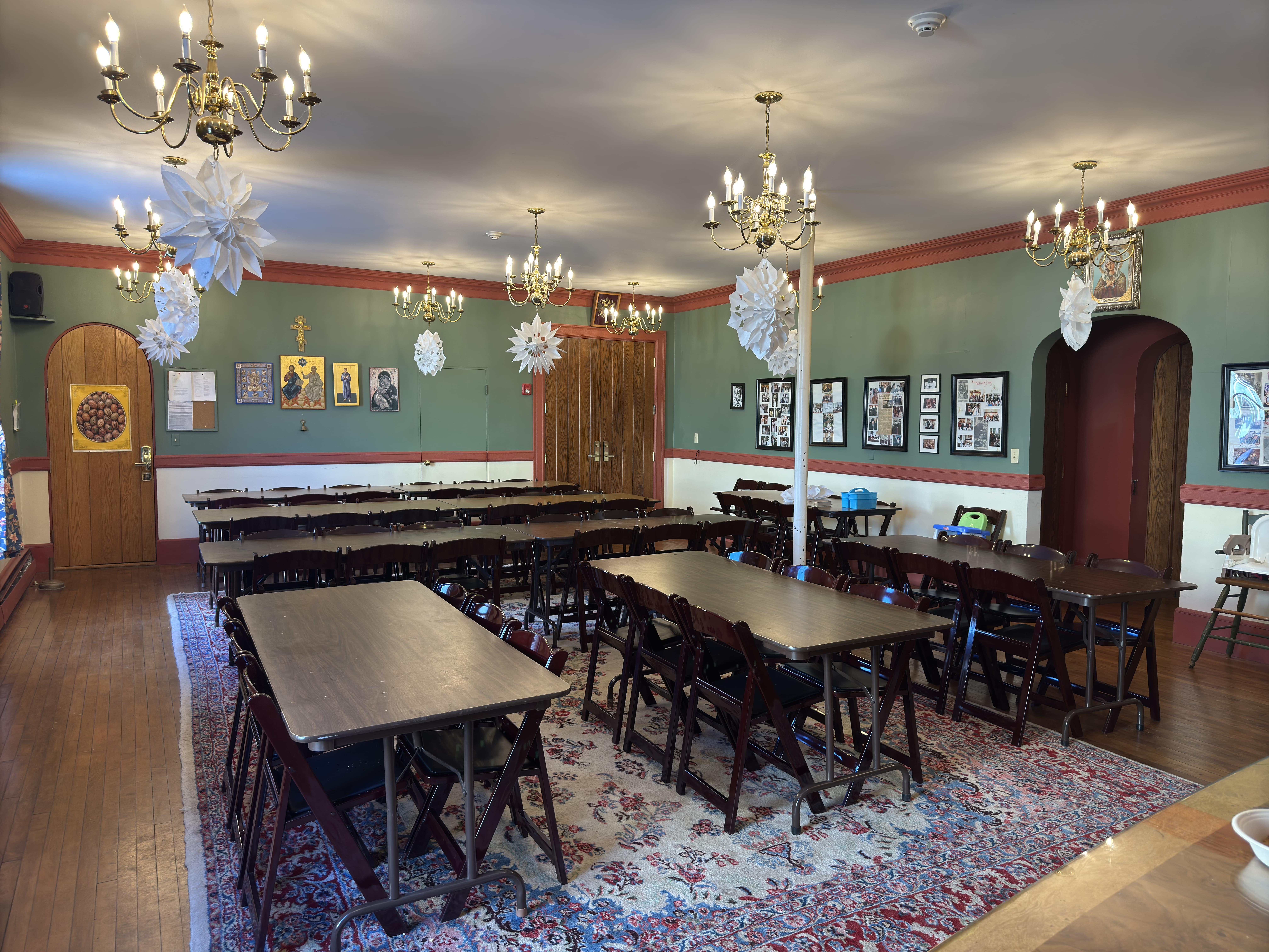 The trapeza where we serve a meal prepared by the parish community after every Divine Liturgy on Sundays.