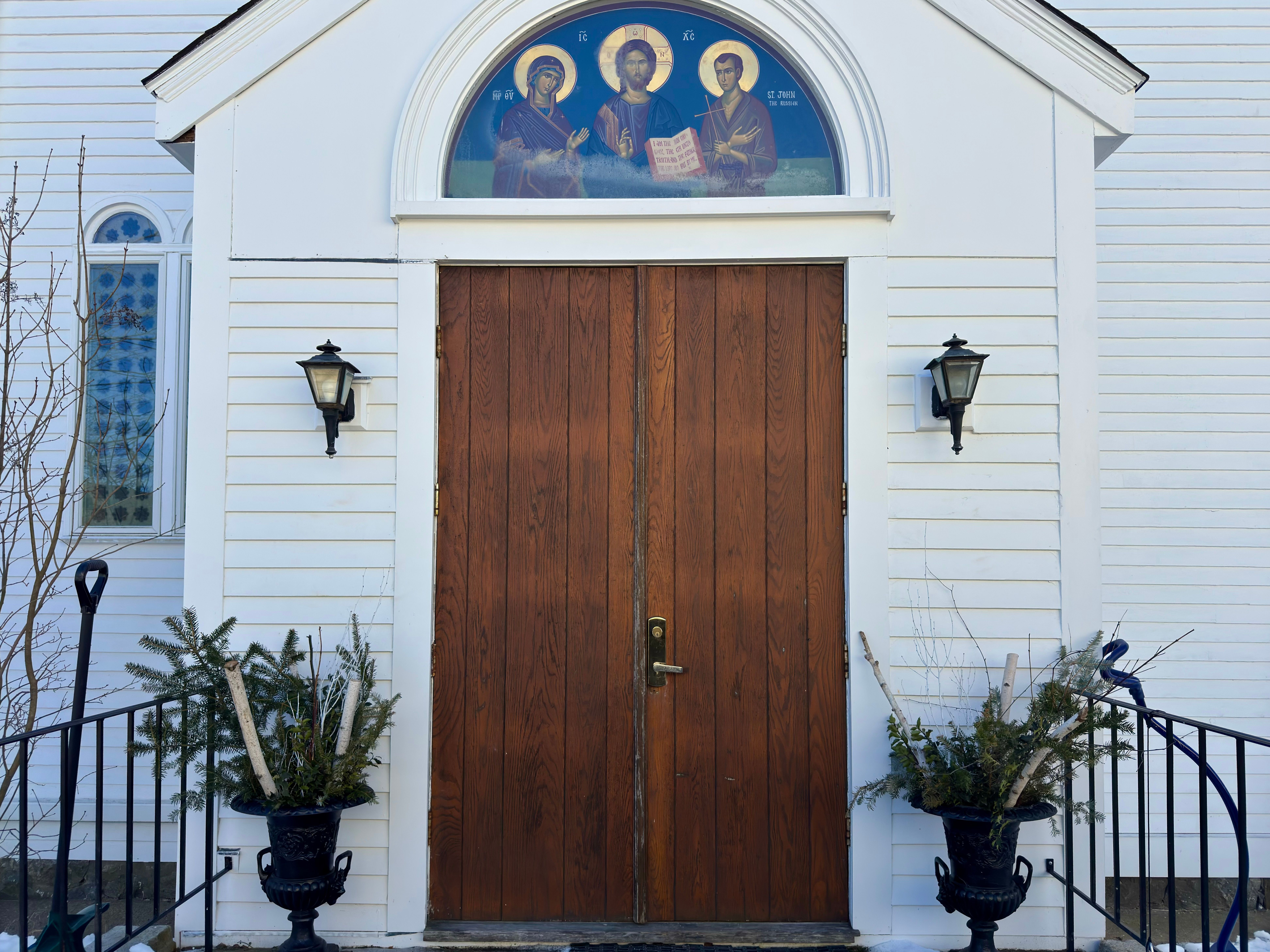 church doors in winter