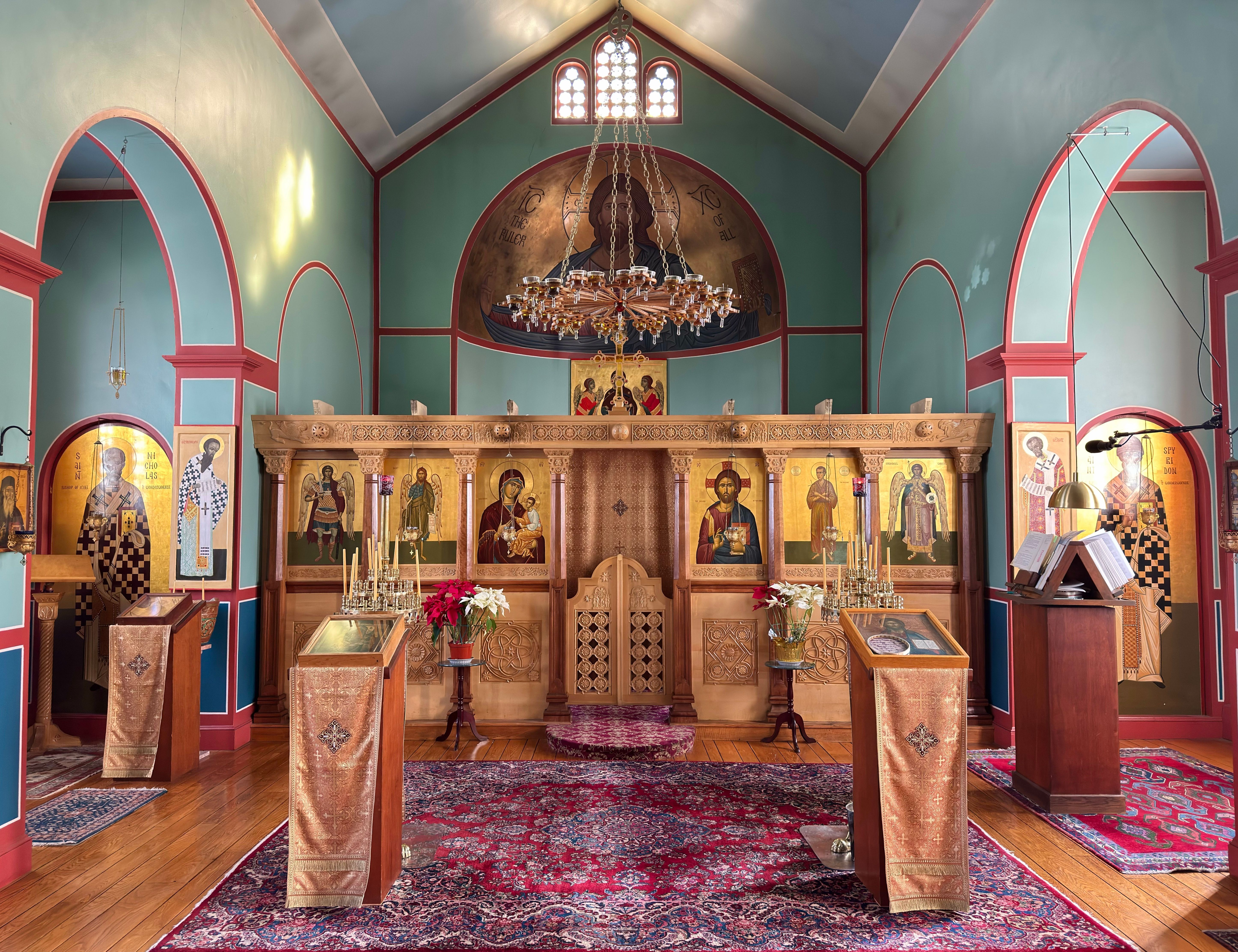 Right in front of the iconostasis.